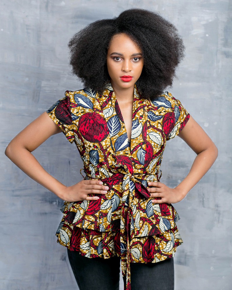 Ankara wrap blouse